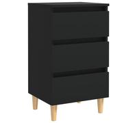 Vidaxl Bed Cabinet With Solid Wood Legs Black 40X35X69 Cm