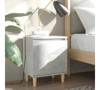 vidaXL Bed Cabinet with Solid Wood Legs Concrete Grey 40x30x50 cm
