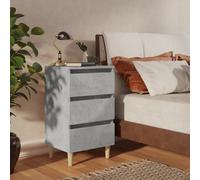 vidaXL Bed Cabinet with Solid Wood Legs Concrete Grey 40x35x69 cm