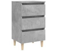 vidaXL Bed Cabinet with Solid Wood Legs Concrete Grey Nightstand Home Table