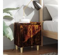(smoked oak, 1) vidaXL 1/2x Bed Cabinet with Solid Wood Legs 40x30x50 cm Stand Multi Colors