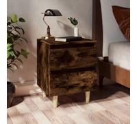 vidaXL Bed Cabinet with Solid Wood Legs Smoked Oak 40x35x50 cm
