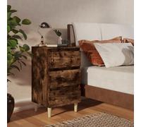 Vidaxl Bed Cabinet With Solid Wood Legs Smoked Oak 40X35X69 Cm, Brown
