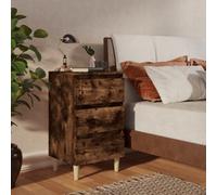 vidaXL Bed Cabinet with Solid Wood Legs Smoked Oak 40x35x69 cm