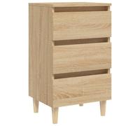 vidaXL Bed Cabinet with Solid Wood Legs Sonoma Oak Nightstand Bedroom Table