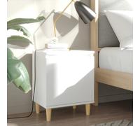 vidaXL Bed Cabinet with Solid Wood Legs White 40x30x50 cm