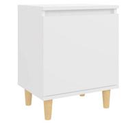 Vidaxl Bed Cabinet With Solid Wood Legs White 40X30X50 Cm