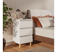 vidaXL Bed Cabinet with Solid Wood Legs White 40x35x69 cm