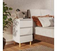vidaXL Bed Cabinet with Solid Wood Legs White Side Bedroom Table Nightstand