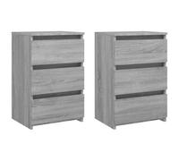 Vidaxl Bed Cabinets 2 Pcs Grey Sonoma 40X35X62.5 Cm Engineered Wood, Grey
