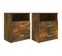 (smoked oak, 2) vidaXL 1/2x Bed Cabinet Bedside Storage Cabinet Nightstand Set Multi Colours