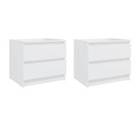 vidaXL 2x Bed Cabinets White Engineered Wood Indoor Bedside Storage Cabinet