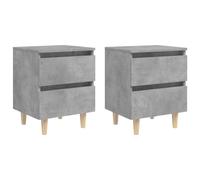 vidaXL Bed Cabinets & Solid Pinewood Legs 2 pcs Concrete Grey 40x35x50 cm