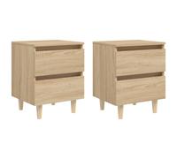 vidaXL Bed Cabinets & Solid Pinewood Legs 2 pcs Sonoma Oak 40x35x50 cm