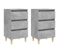 1/2x Bed Cabinets & Wood Legs Nightstand Side Table Set Multi Colours