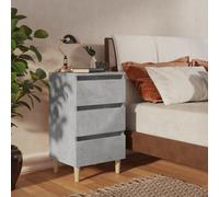 vidaXL Bed Cabinets & Solid Wood Legs 2 pcs Concrete Grey 40x35x69 cm