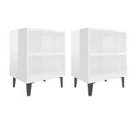 Vidaxl Bed Cabinets With Metal Legs 2 Pcs High Gloss White 40X30X50 Cm