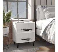 vidaXL 2x Bed Cabinets with Metal Legs White Storage Desk Bedroom Nightstand