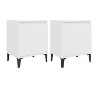 vidaXL 2x Bed Cabinets with Metal Legs White Storage Desk Nightstands Bedroom