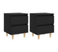 Vidaxl Bed Cabinets With Solid Pinewood Legs 2 Pcs Black 40X35X50 Cm