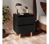 vidaXL Bed Cabinets with Solid Pinewood Legs 2 pcs Black 40x35x50 cm