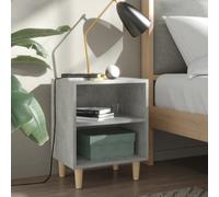 vidaXL Bed Cabinets with Solid Wood Leg 2 pcs Concrete Grey 40x30x50cm