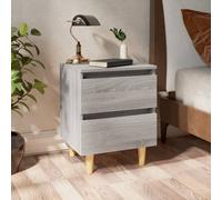 vidaXL 2x Solid Wood Bed Cabinets with Legs Grey Sonoma Side Storage Cabinet