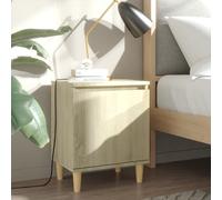 vidaXL 2x Bed Cabinets with Solid Wood Legs Sonoma Oak Side Table Nightstand