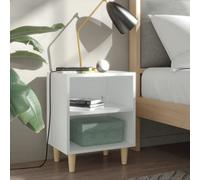 vidaXL 2x Bed Cabinets with Solid Wood Legs White Bedroom Nightstand Table