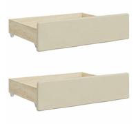 (cream) vidaXL Bed Drawers Storage Unit Bed Box 2 pcs Engineered Wood and Faux Leather