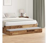 Bedside Table Old Wood Engineered Wood 135 x 36.5 x 16.5 cm 2 Drawers Smooth Top