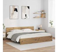 vidaXL Bed Frame Artisan Oak 200 x 200 cm Engineered Wood, Brown