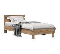 Bed Frame Artisan Oak 100x200cm Engineered Wood Slatted Headboard Modern Minimal