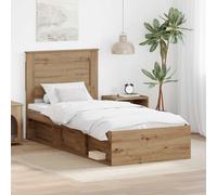 vidaXL Bed Frame Artisian Oak 100 x 200 cm Solid Pine Wood