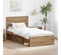 vidaXL Bed Frame Artisian Oak 100 x 200 cm Solid Pine Wood