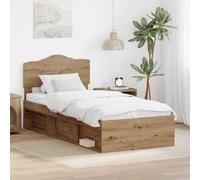 vidaXL Bed Frame Artisian Oak 100 x 200 cm Solid Pine Wood