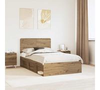 vidaXL Bed Frame Artisian Oak 120 x 190 cm Solid Pine Wood