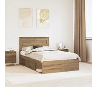 vidaXL Bed Frame Artisian Oak 120 x 200 cm Solid Pine Wood