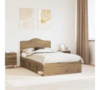 vidaXL Bed Frame Artisian Oak 135 x 190 cm Solid Pine Wood