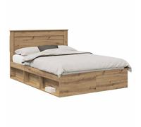 vidaXL Bed Frame Artisian Oak 140 x 200 cm Solid Pine Wood, Durable Pine Wood Be