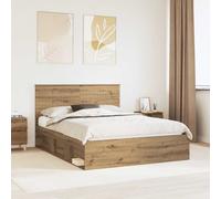 vidaXL Bed Frame Artisian Oak 150 x 200 cm Solid Pine Wood