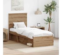 vidaXL Bed Frame Artisian Oak 75 x 190 cm Solid Pine Wood