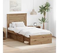 vidaXL Bed Frame Artisian Oak 75 x 190 cm Solid Pine Wood