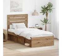 vidaXL Bed Frame Artisian Oak 75 x 190 cm Solid Pine Wood