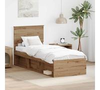 vidaXL Bed Frame Artisian Oak 75 x 190 cm Solid Pine Wood