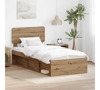 vidaXL Bed Frame Artisian Oak 75 x 190 cm Solid Pine Wood