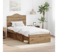 vidaXL Bed Frame Artisian Oak 75 x 190 cm Solid Pine Wood