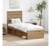 vidaXL Bed Frame Artisian Oak 75 x 190 cm Solid Pine Wood