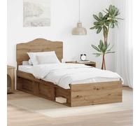 vidaXL Bed Frame Artisian Oak 75 x 190 cm Solid Pine Wood