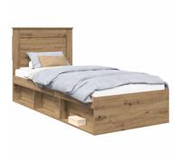 vidaXL Bed Frame Artisian Oak 75 x 190 cm Solid Pine Wood, Durable Pine Wood Bed